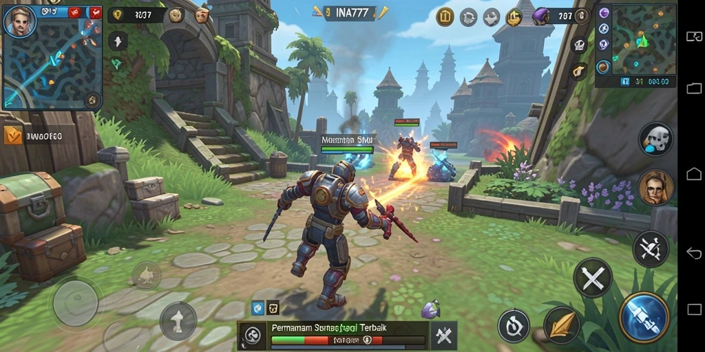 Tangkapan layar utama <strong>INA777</strong> menunjukkan aksi pertempuran multiplayer yang seru.