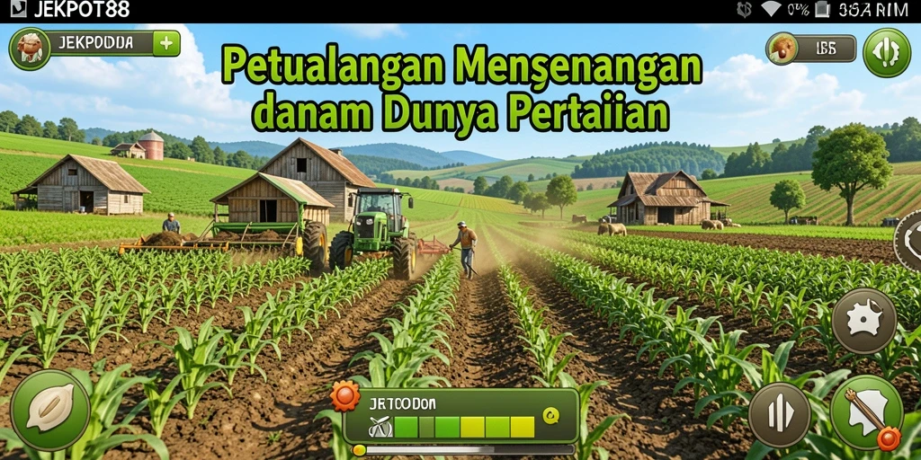 Tangkapan layar utama JEKPOT88 menampilkan aktivitas pertanian yang menyenangkan.