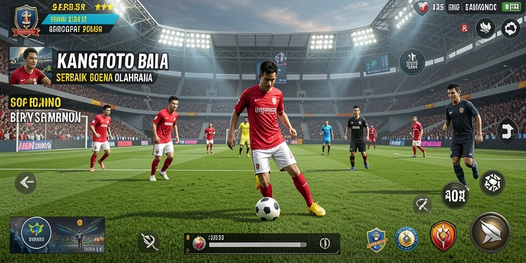 Tampilan gameplay KANGTOTO yang seru dalam pertandingan sepak bola.