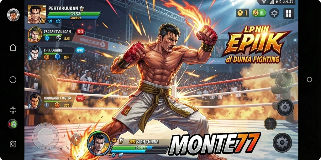 Tampilan menarik dari gameplay pertarungan di MONTE77 yang mendebarkan.