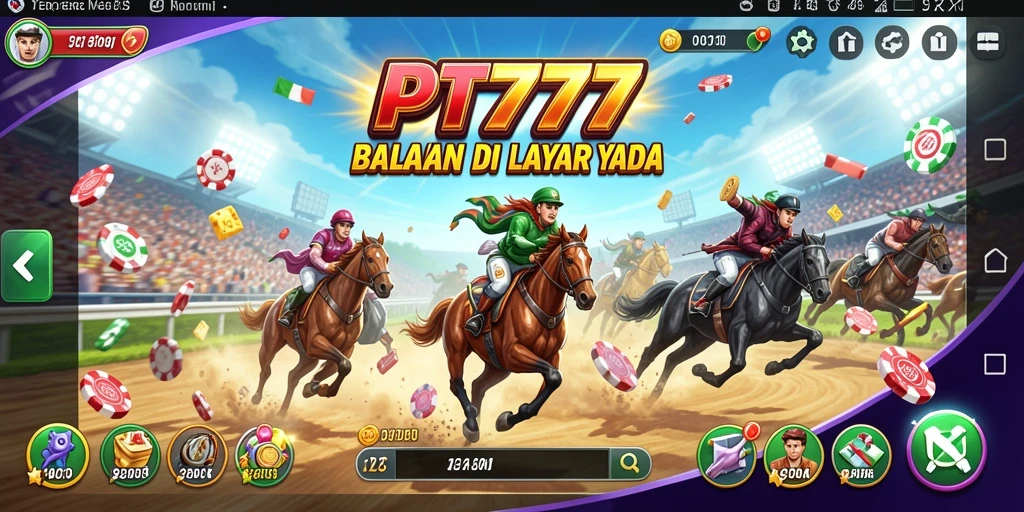 Tampilan gameplay PT777 menampilkan balapan seru dengan mobil berkualitas tinggi.