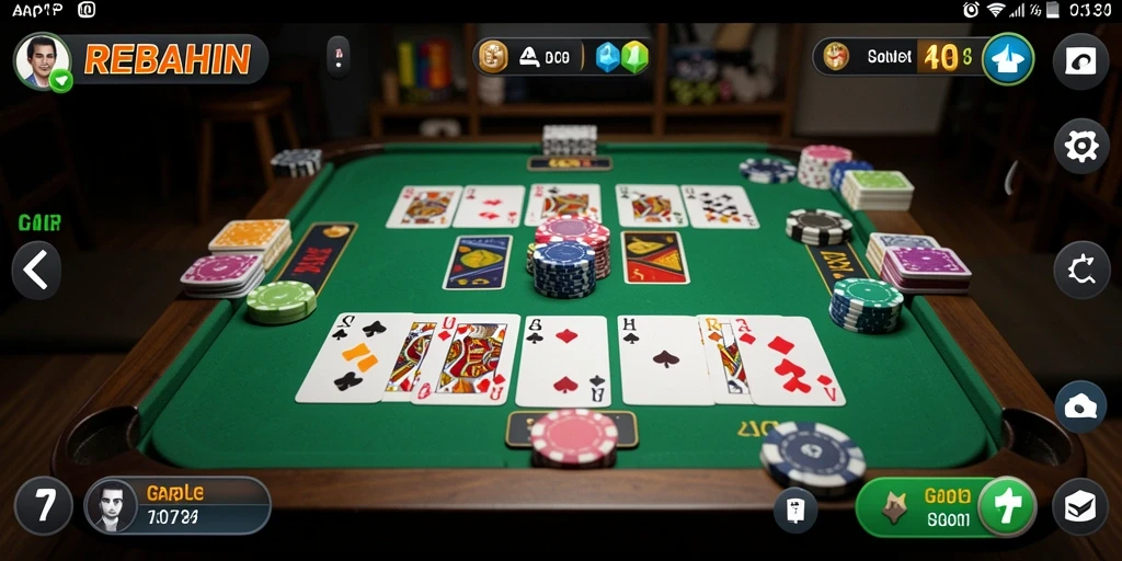 Tampilan screenshot gameplay seru permainan Gaple REBAHIN.